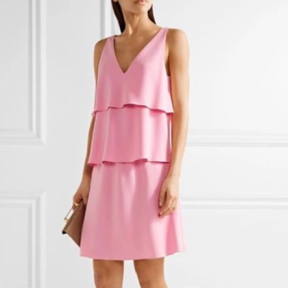 Boutique Moschino Baby Pink Tiered Stretch-Crepe Mini Dress 48